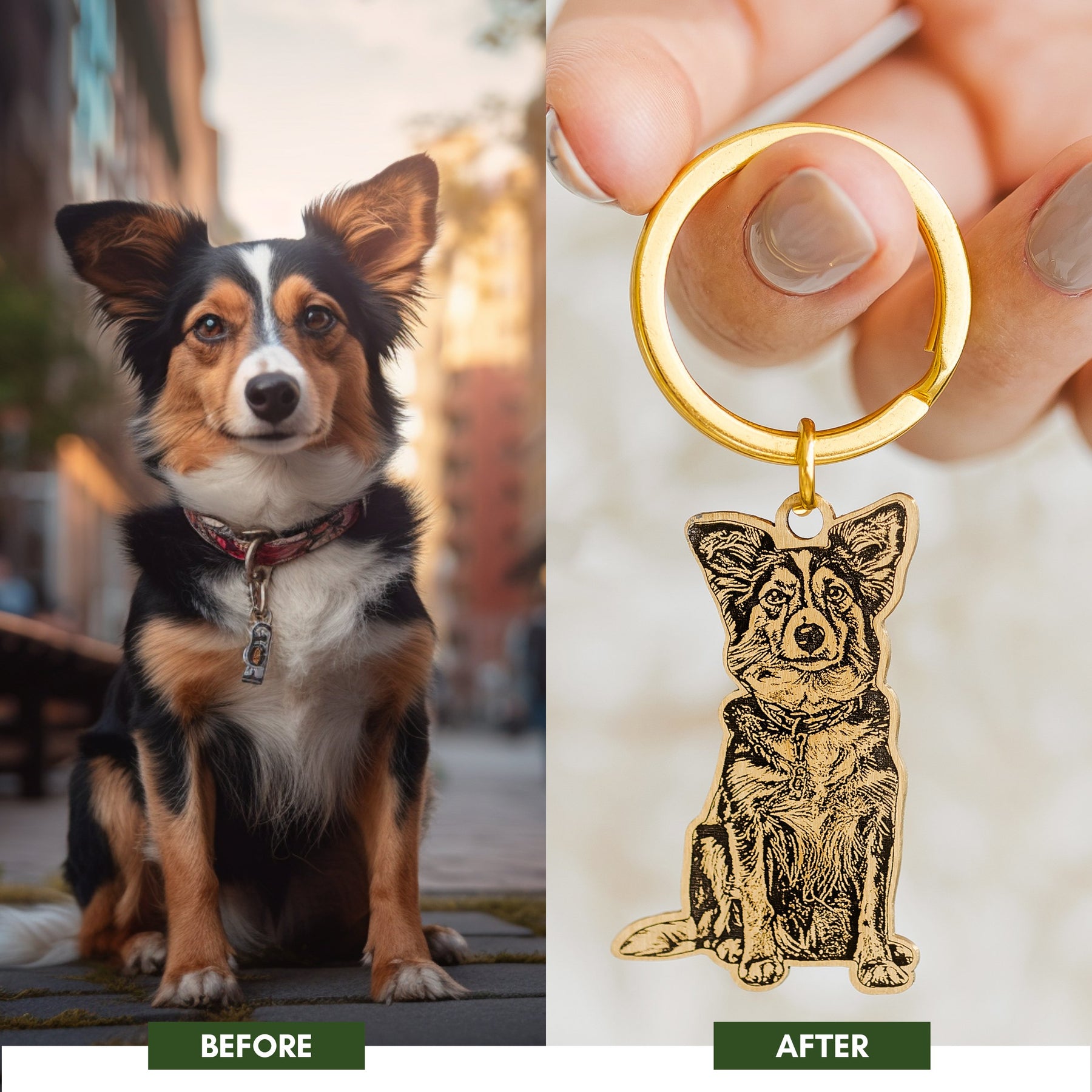 Personalized Dog Photo Engraved Keychain