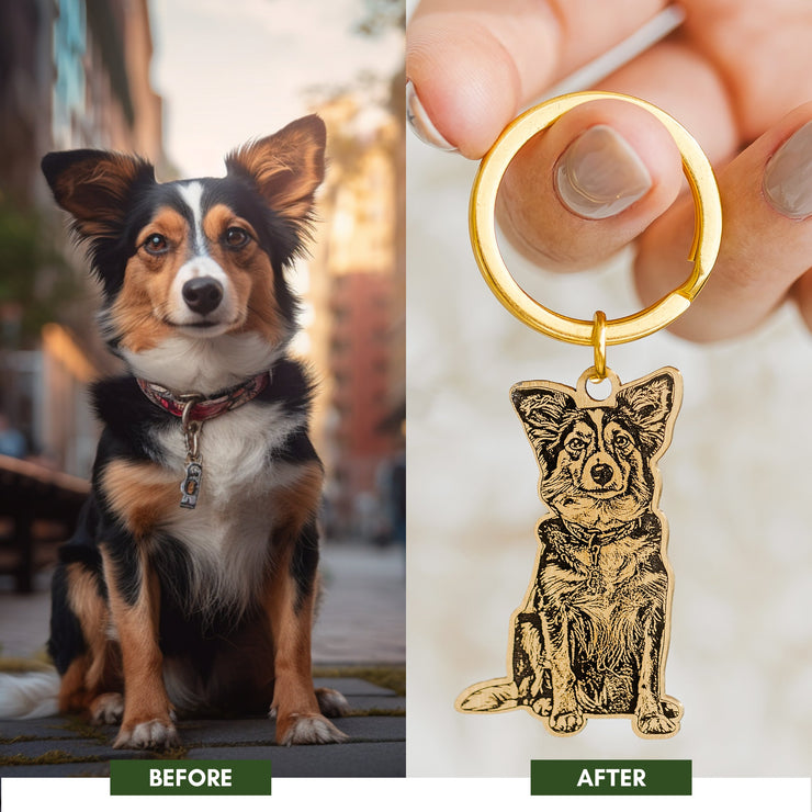 Custom Pet Projection Memorial Keychain with Your Pet Photo as