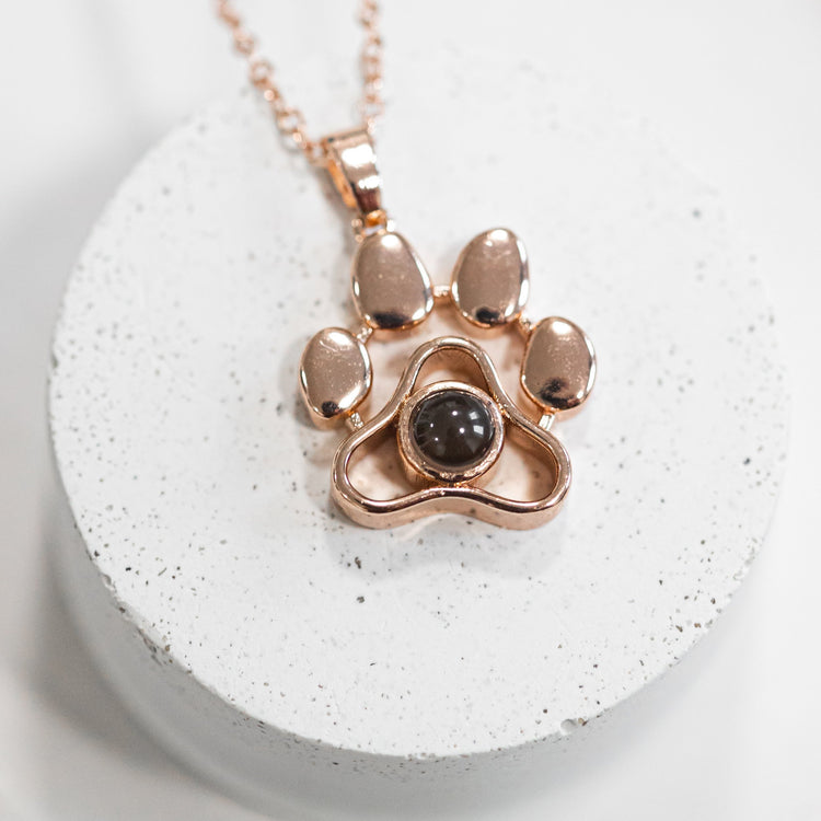 Rose gold paw necklace shops