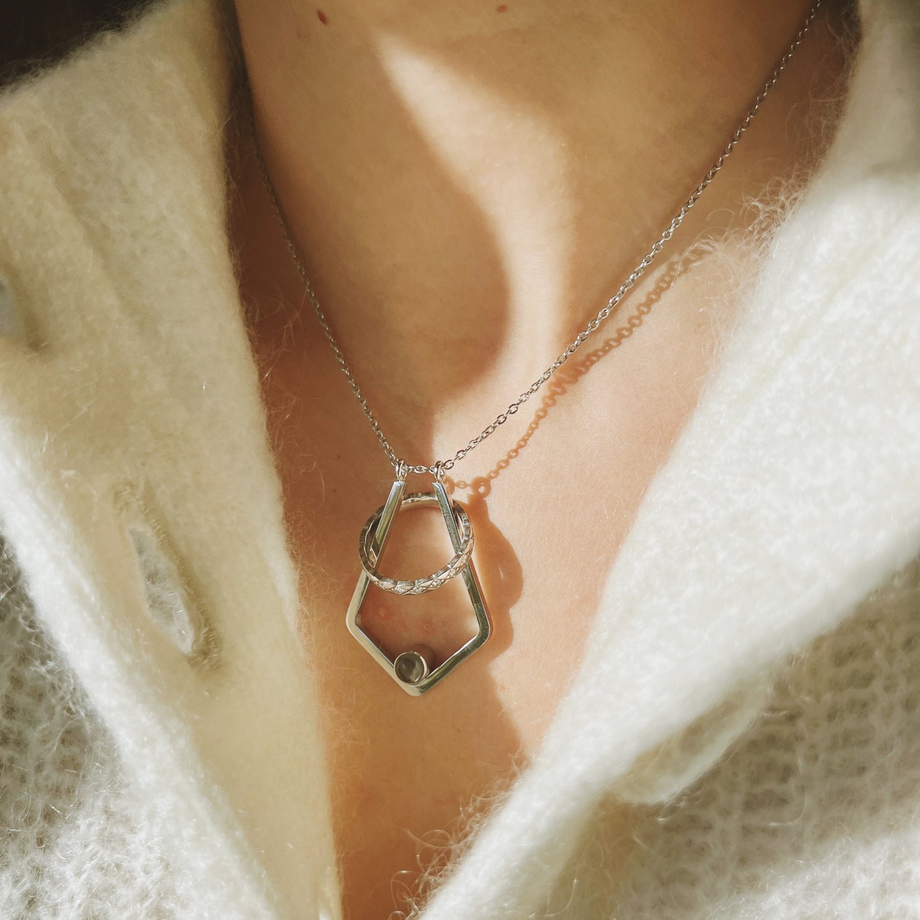 Geometric Ring Keeper Necklace Thick Chain With Geometric Necklace Men